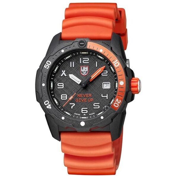 Luminox Rubber Bear Grylls Date Analog Dial Color Black Men Watch - Xb.3729.Ngu, Orange Band - Image 4