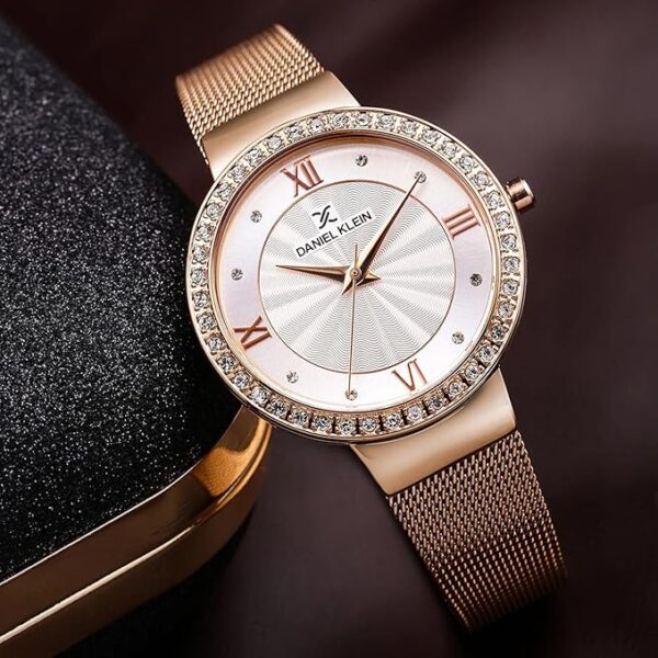 Daniel Klein Metal Analog Dial Women Watch- Dk11683-3, Band_Gold, Dial_Silver - Image 5
