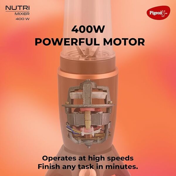 Pigeon By Stovekraft Nutri Mixer | Grinder Juicer Blender Smoothie Maker All-in-1 Machine | 400 Watt | 2 Jars - Multiuse Jar 500ml, Dry Grind 300ml | 1 Blade | 1 Year Warranty - Image 3