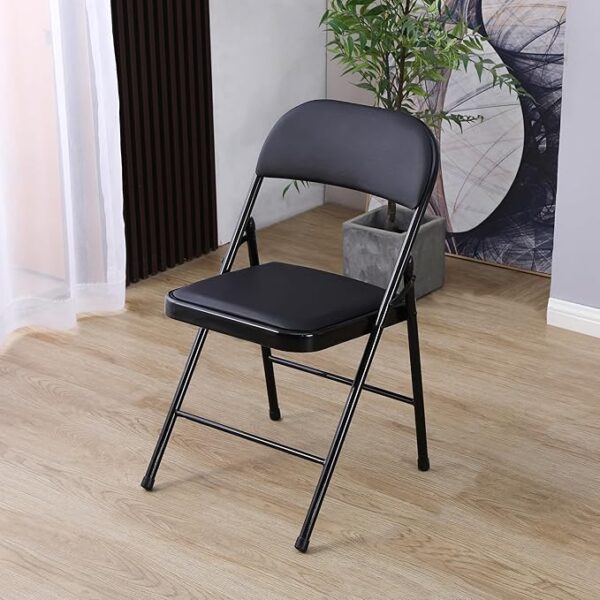 Creative Foldable Chair with Padded seat | Folding Chair for Camping, Kitchen, Reading, Living Room, Cafe, Patio, Garden, Bedroom, Office, Study, Outdoor, Balcony, Home (Pack of 1) | (Black)
