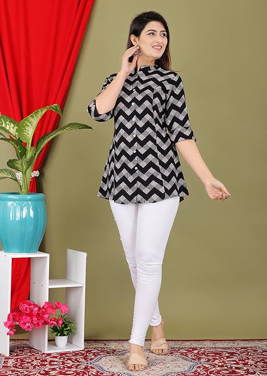 Gudwear Stylish Printed Button Down Style Shirt Top for Women - Image 3