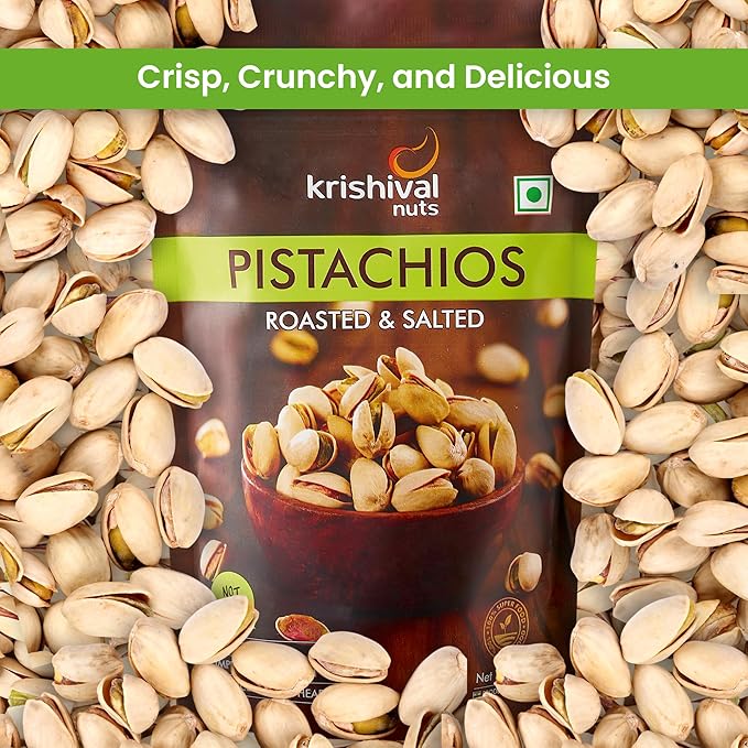 KRISHIVAL NUTS Premium Roasted & Salted Pistachios 200 grams (2 packs of 100 gram each) | Pista Dry Fruit | Tasty & Healthy | High in Protein & Dietary Fiber | Gluten Free & Low Calorie Nuts - Image 4