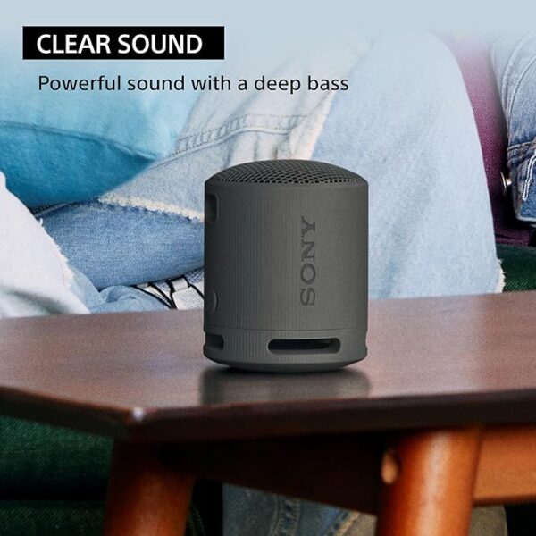 Sony SRS-XB100 Wireless Bluetooth Portable Lightweight Super-Compact Travel Speaker, Extra-Durable IP67 Waterproof & Dustproof, 16 Hrs Batt, Versatile Strap, Extra Bass & Hands-Free Calling-Black - Image 4