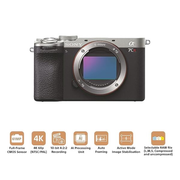 Sony Alpha ILCE-7CR Full-Frame Interchangeable-Lens Mirrorless Camera (Body Only) | Made for Creators | 61.0 MP | Artificial Intelligence Based Autofocus | 4K 60p Recording - Silver - Image 2