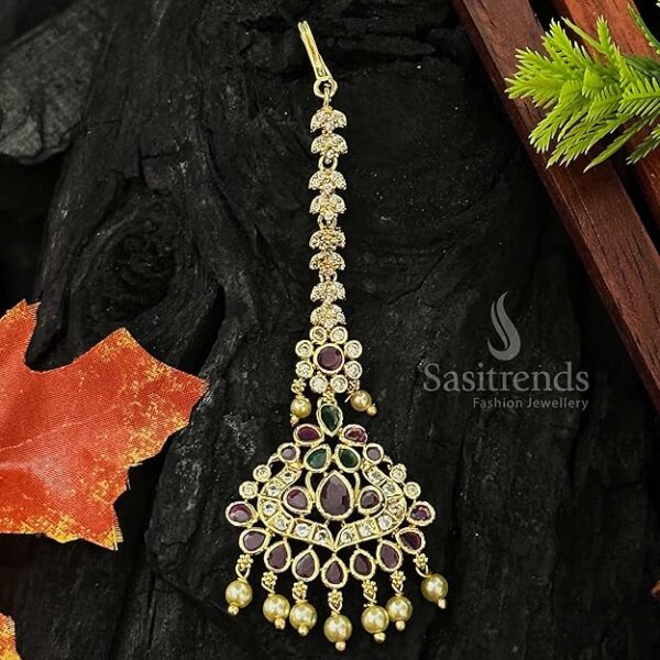 Sasitrends Micro Gold Plated AD Stone Studded Maan Tikka for Women and Girls - Image 3