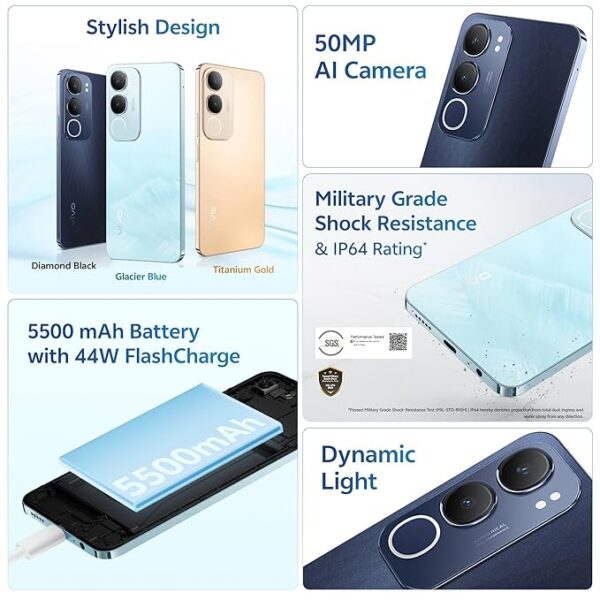 Vivo Y29 5G (Diamond Black, 8GB RAM, 128GB Storage) with No Cost EMI/Additional Exchange Offers - Image 2