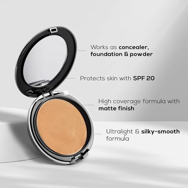 RENEE Pro HD 3-IN-1 Compact - Soie, Compact Powder, Concealer & Foundation, SPF 20, Matte Finish, High Coverage, Ultralight & Silky Smooth Finish For All Skin With Vitamin E, C & Aloe Vera (Beige) - Image 4