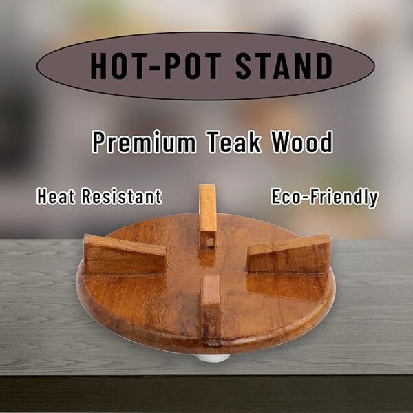 ROSTON hotpot Stand for Kitchen Round Table Ring Set, Hot Pot Stand, Trivet, Set of 3 ntural Teak Wood for Kitchen Dinning Table - Image 5