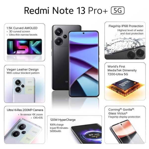 Redmi Note 13 Pro+ (Fusion Black, 12GB RAM, 512GB Storage) - Image 2
