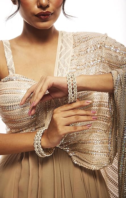 NMII Metal White Moti Bangles with Zircon Diamond Stone For Women & Girls | Designer Pearls Kada | Trendy Girl's Bangles Bracelet | Traditional Kangan For Wedding, Party, Festive, Everyday- Set of 4 - Image 2