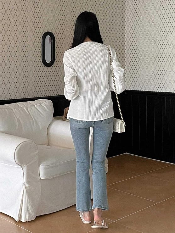 Leriya Fashion Solid Regular Fit Jeans Korean Trendy Western Tops for Women Stylish - Image 2