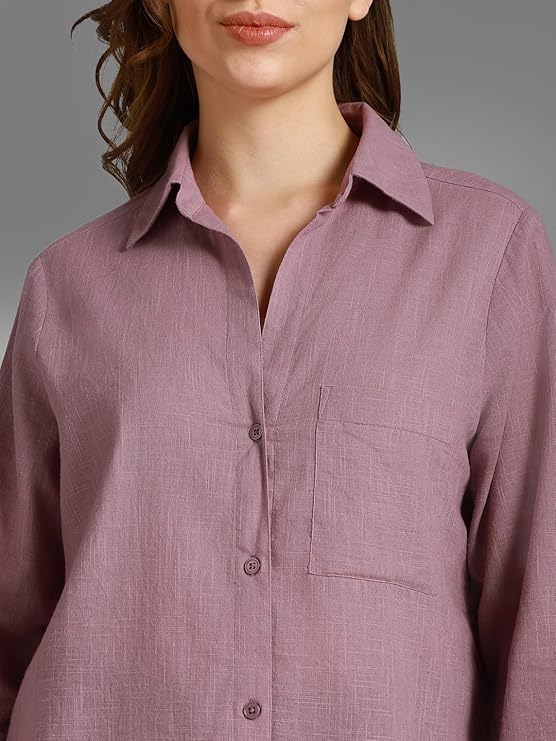 HIGH STAR Women's Solid Oversized Fit Shirt - Image 4