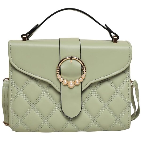 Trendz Firenze Women's PU Leather Sling Bag/Crossbody Handbag - 2 Compartments, Long Adjustable Strap, Premium Finish, Designer Quilted Textured Pattern Bag with Handle