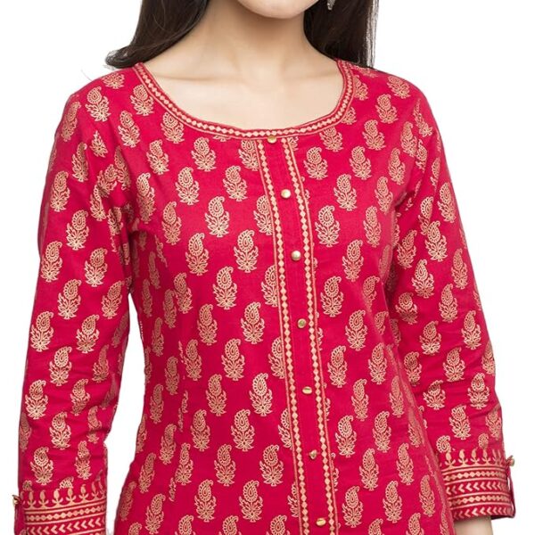 Yash Gallery Women's Cotton Gold Printed Anarkali Kurta - Image 6