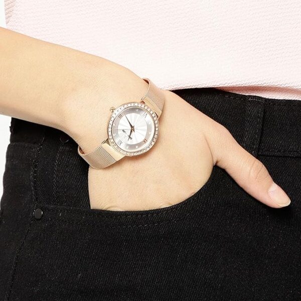 Daniel Klein Metal Analog Dial Women Watch- Dk11683-3, Band_Gold, Dial_Silver - Image 4