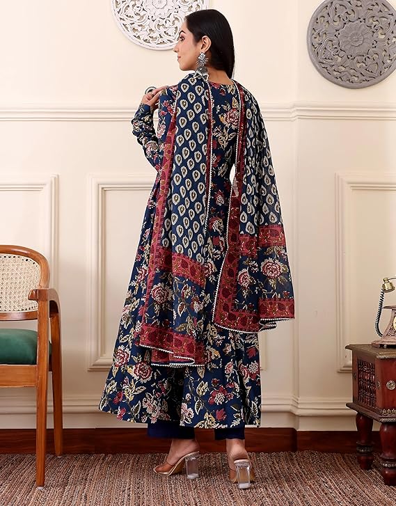 KLOSIA Women Printed Anarkali Kurta and Pant with Dupatta - Image 3