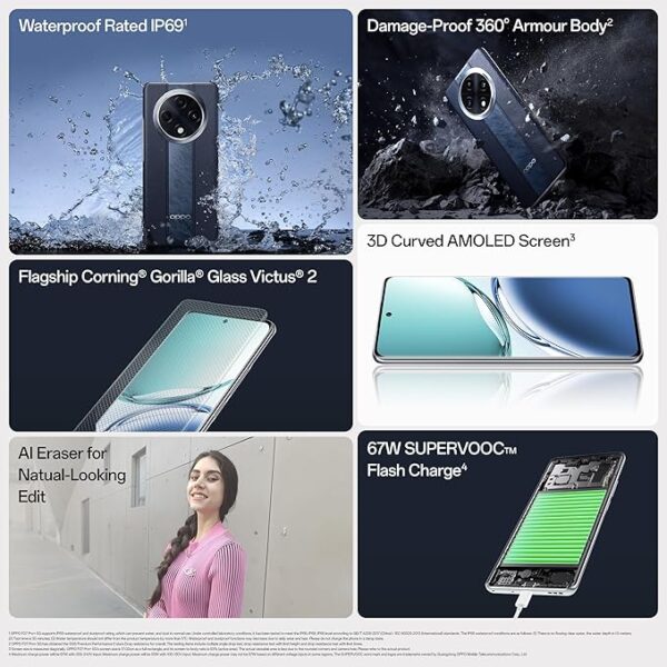 OPPO F27 Pro+ 5G (Dusk Pink, 8GB RAM, 256GB Storage)| 6.7" FHD+ AMOLED Toughest 3D Curved Display|64MP AI Featured Camera|IP69 | 67W SUPERVOOC| with No Cost EMI/Additional Exchange Offers - Image 2