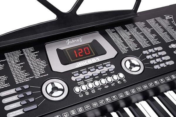 JUAREZ Octavé JRK661 61-Key Electronic Keyboard Piano with LED Display | Adapter | Key Note Stickers | Mic |Music Sheet Stand | 255 Rhythms | 255 Timbres | 24 Demos | 8 Percussions - Image 2