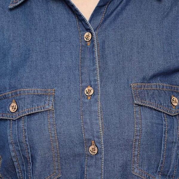 Women Casual Formal officewear Oversized Denim Cotton Long Shirt Tops Dress westrean Tops and Jeans Shirt use in Summer wear for Stylish and Vibrant Look That give You Some treandy Look - Image 5