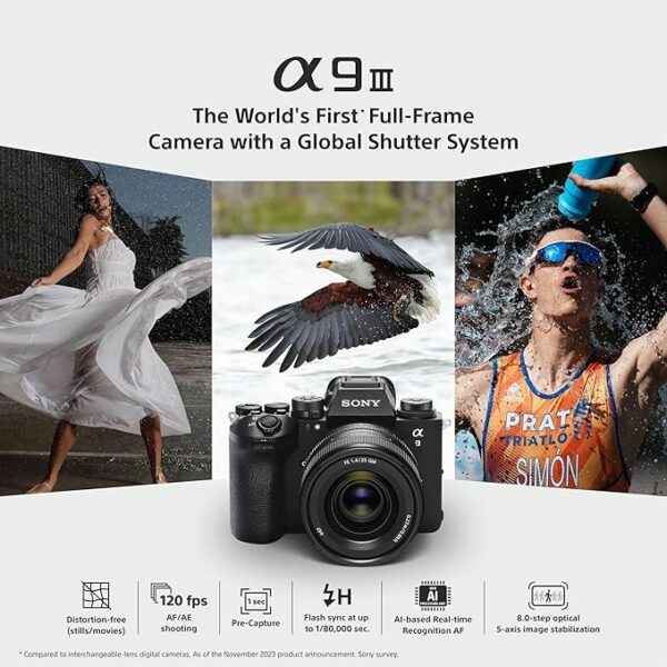 Sony Alpha ILCE-9M3 Full-Frame Interchangeable-Lens Mirrorless Camera (Body Only) | Global Shutter System | 24.6 MP | 120fps with AF/AE Tracking | 4K 120p Without cropping - Black - Image 2