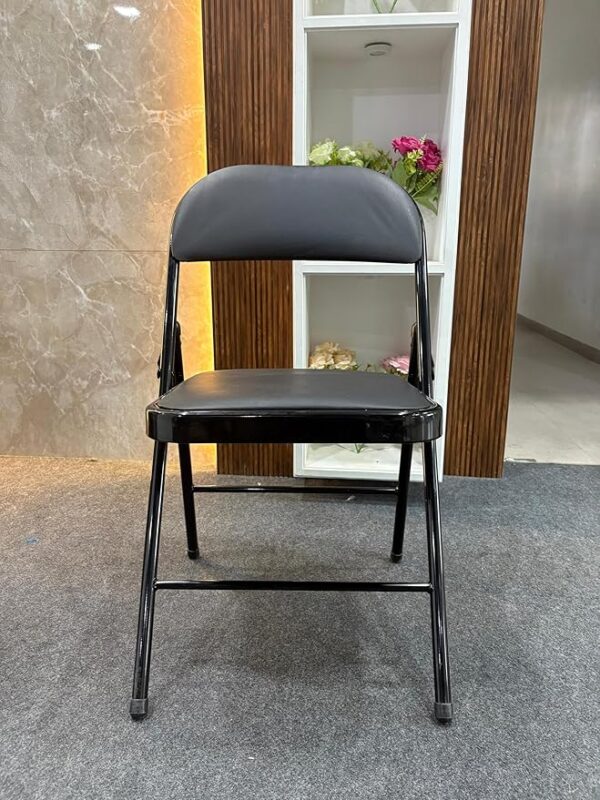 Creative Foldable Chair with Padded seat | Folding Chair for Camping, Kitchen, Reading, Living Room, Cafe, Patio, Garden, Bedroom, Office, Study, Outdoor, Balcony, Home (Pack of 1) | (Black) - Image 3
