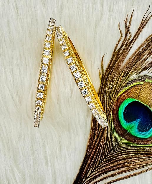 ESHNA MORE 24Kt Pure Gold Plated American Diamond High Bangles 52 2'8 - Image 4