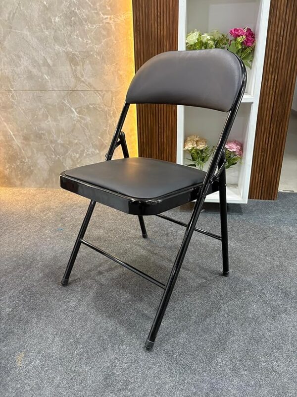 Creative Foldable Chair with Padded seat | Folding Chair for Camping, Kitchen, Reading, Living Room, Cafe, Patio, Garden, Bedroom, Office, Study, Outdoor, Balcony, Home (Pack of 1) | (Black) - Image 4