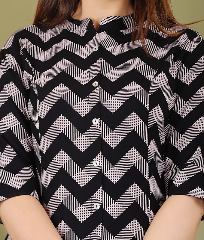 Gudwear Stylish Printed Button Down Style Shirt Top for Women - Image 5