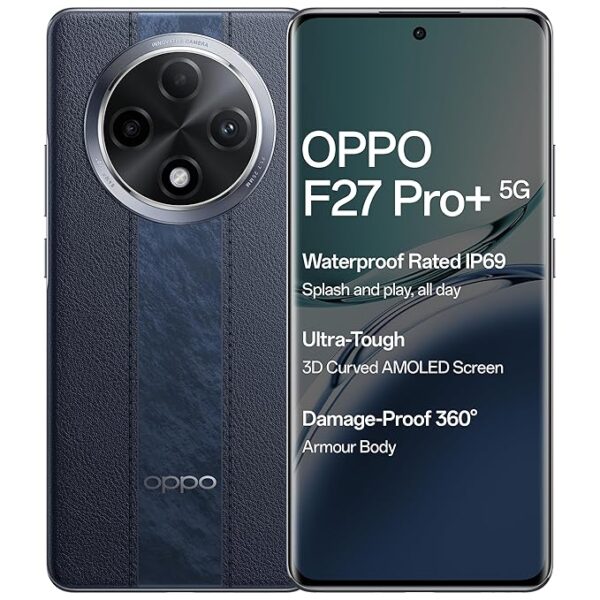 OPPO F27 Pro+ 5G (Midnight Navy, 8GB RAM, 128GB Storage) | 6.7" FHD+ AMOLED Toughest 3D Curved Display|64MP AI Featured Camera|IP69 | 67W SUPERVOOC| with No Cost EMI/Additional Exchange Offers