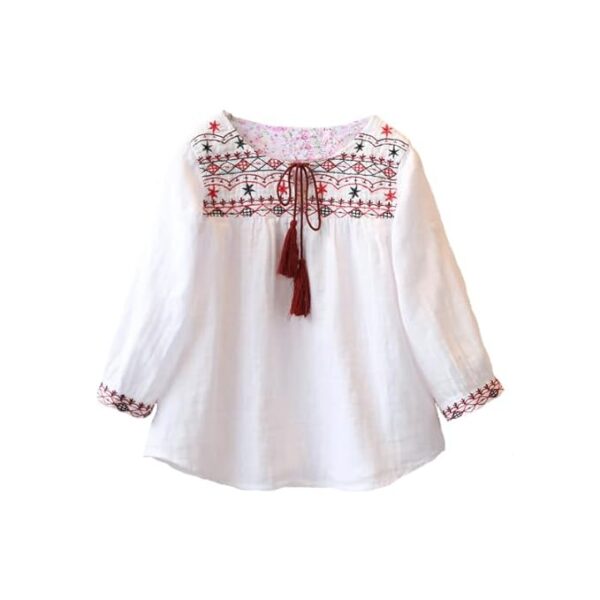 White Button New Summer Cotton Regular Fit Top for Girl's