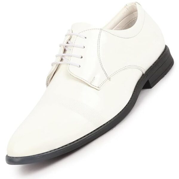 Men's White Formal Shoes Black Synthetic Leather Formal Slip on Office, College Shoes for Men & Boys