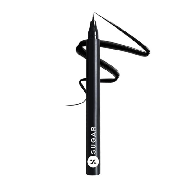 SUGAR Cosmetics Wingman Waterproof Matte Finish Microliner | Liquid Eyeliner | Flexi-Tip Applicator | Pen Eyeliner | Lasts Upto 12 Hrs | Smudgeproof & Transferproof | 1.6ml - 01 I'Ll Be Black