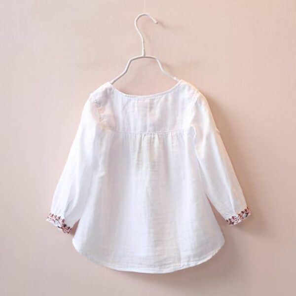 White Button New Summer Cotton Regular Fit Top for Girl's - Image 3