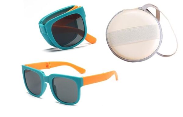 DC DECORIO Foldable Kids Sunglass with Round Case and New Pocket Sunglass for Kids (Pack of 1)