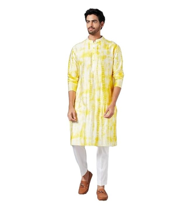 LookMark Men's Regular Cotton Blend Printed Long Kurta Suitable for All Indian Wedding, Occasions, and Festivals
