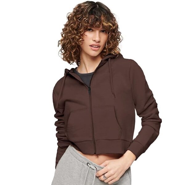 FUNKY MONKEY Soft Fleece Crop Zipper Hoodie for Girls and Womens Sweatshirt - Image 2