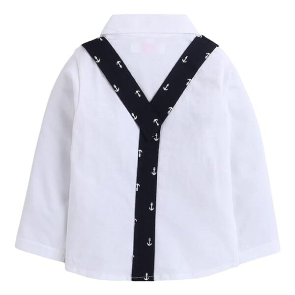 Hopscotch Boys Cotton Graphic Print Shirt And Pant Set In Navy Color - Image 2
