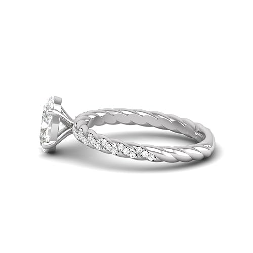 January - Garnet Solitaire Oval Garnet Ring with CZ Diamond Accents in Sterling Silver - Image 3