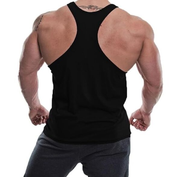 Men's Cotton Printed Sleeveless Racer Back Sports Gym Boxing Workout Activewear Bodybulding Quick Dry Fit Gym Vest Tank Top L2595 - Image 4
