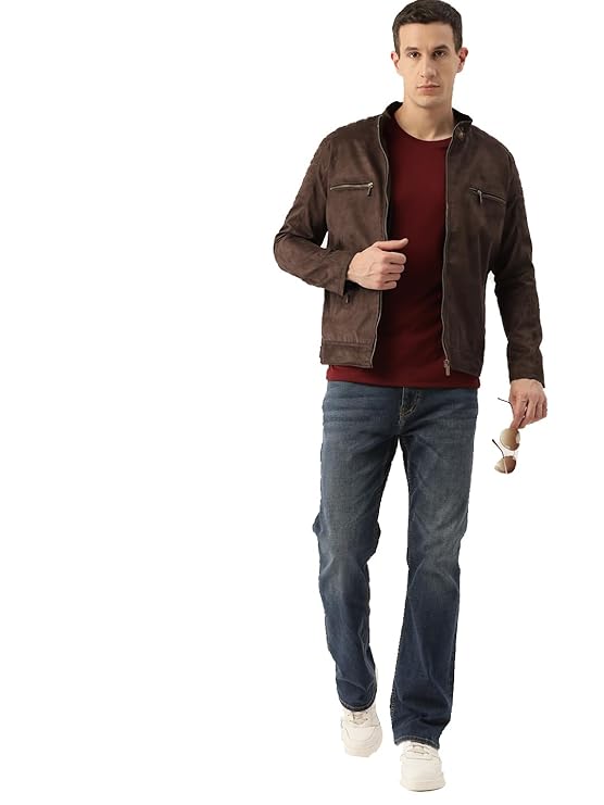 Leather Retail Coffee-Colored Suede Jacket For Men's - Image 2