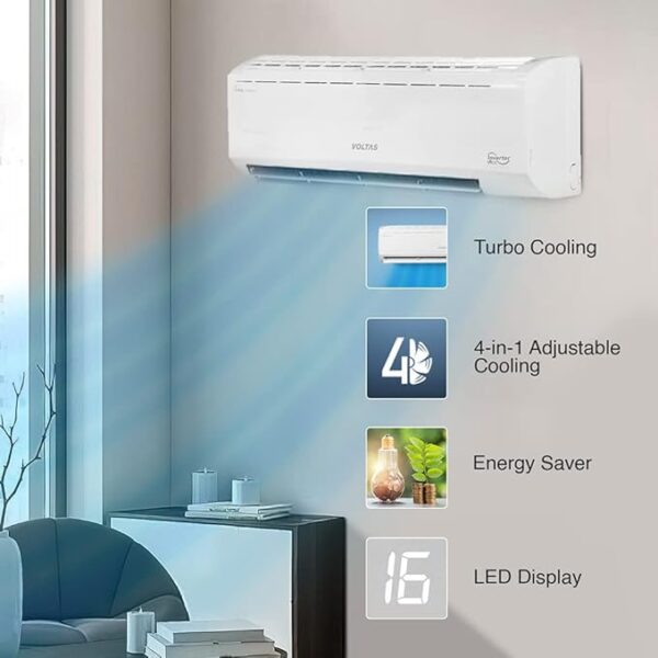 Voltas 2 Ton 5 Star, Inverter Split AC(Copper, 4-in-1 Adjustable Mode, Anti-dust Filter, 245V Vectra Plus, White) - Image 4