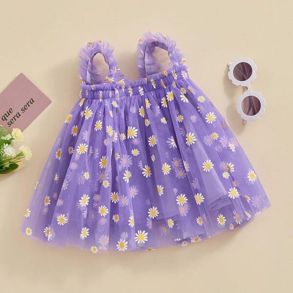 TotzTouch Baby Girls Dress | Frock Cami Strap Flared Printed Net Sleeveless Gown 3 Set (Baby Blue, Pink, Green) Light Weight Age Newborn to 4 Years - Image 5