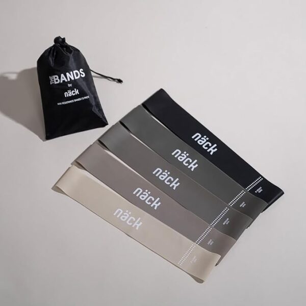 The Bands by Näck | Mini Resistance Bands | Set of 5 | Designed in Sweden | Mobility, Strength and Resistance Training | Workout Anywhere | 100% Natural Rubber | Versatile and Effective