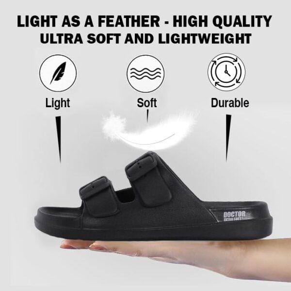 DOCTOR EXTRA SOFT Men's Classic Cushion Sliders/Slippers with Adjustable Buckle Strap for Adult | Comfortable & LightWeight |Stylish & Anti-Skid| Waterproof & Everyday Flip Flops for Gents/Boys D-505 - Image 6