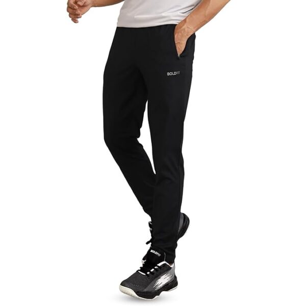 Boldfit for Men Slim Fit Joggers for Men for Running, Gym Sports Lower for Men & Boys Summer Track Pants for Men Multipurpose Mens Lower Activewear Trousers, Night Pants for Men Black L