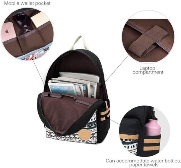 Women's Stylish I Print Backpack Shoulder Bag For Girls, Water Resistant Anti-theft Backpack, Women's College Girls Backpack (Black) - Image 7