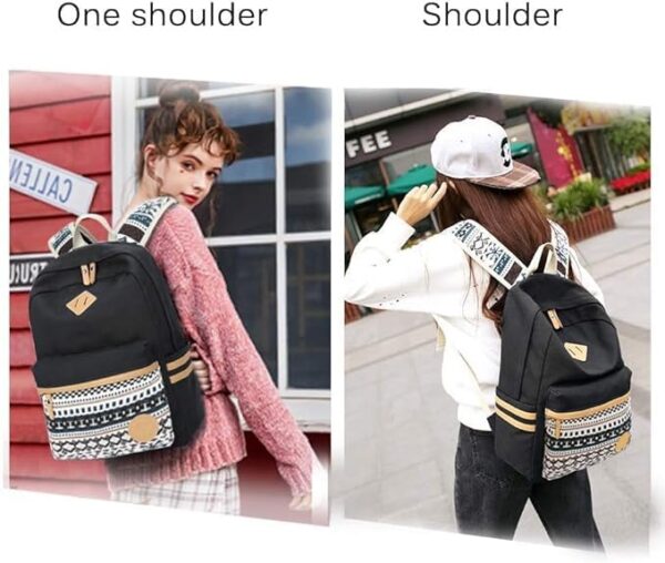 Women's Stylish I Print Backpack Shoulder Bag For Girls, Water Resistant Anti-theft Backpack, Women's College Girls Backpack (Black) - Image 5