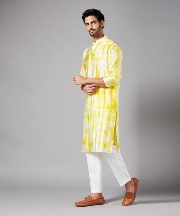 LookMark Men's Regular Cotton Blend Printed Long Kurta Suitable for All Indian Wedding, Occasions, and Festivals - Image 3