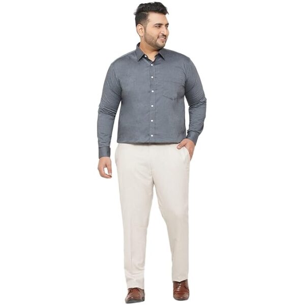 JOHN PRIDE Plus Size Men Grey Formal Solid Shirt (JPSF42255_Grey) - Image 2