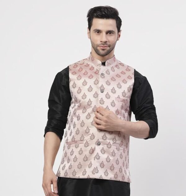 TS Lifestyle Men's Jacquard Sleeveless Nehru Jacket - Image 6
